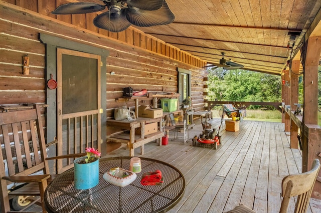447 Flint Ln, Washburn, MO 65772 - wooden terrace featuring ceiling fan