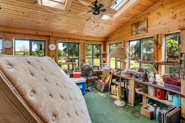 447 Flint Ln, Washburn, MO 65772 - sunroom featuring a skylight and lofted ceiling
