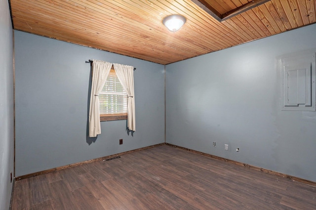 1132 Irene Ct, Nixa, MO 65714 - empty room with wood ceiling, wood finished floors, electric panel, and baseboards