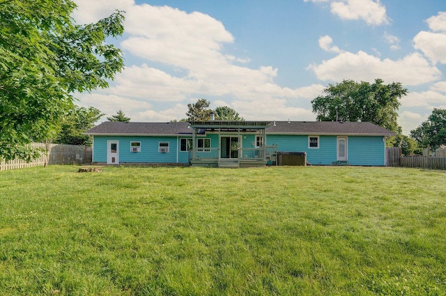 1132 Irene Ct, Nixa, MO 65714 - rear view of property with a hot tub, a pergola, and a wooden deck