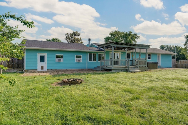 1132 Irene Ct, Nixa, MO 65714 - rear view of house featuring a fire pit, a deck, and a pergola