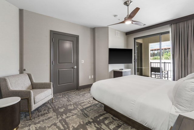 2204A Branson Landing Blvd, Branson, MO 65616 - carpeted bedroom with access to exterior and a ceiling fan