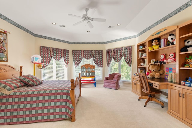 193 Honeybee Dr, Branson, MO 65615 - bedroom featuring light carpet, a ceiling fan, and recessed lighting