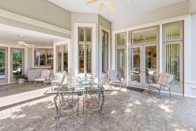 193 Honeybee Dr, Branson, MO 65615 - view of patio / terrace featuring french doors, a ceiling fan, and outdoor dining space