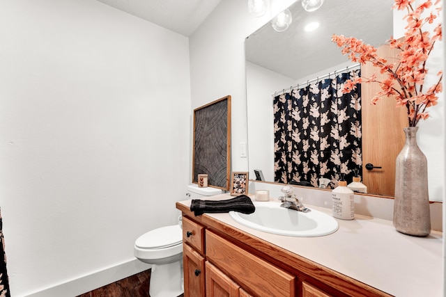 524 W Woodbine Rd, Nixa, MO 65714 - bathroom with vanity, toilet, and wood finished floors
