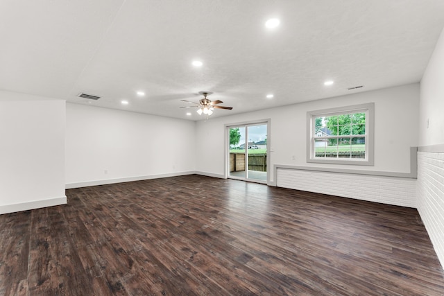 524 W Woodbine Rd, Nixa, MO 65714 - spare room with recessed lighting, a ceiling fan, dark wood-type flooring, and baseboards