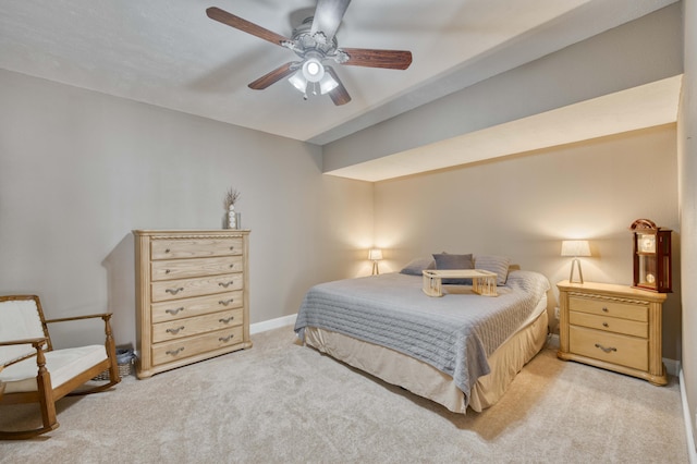 1865 N Hearthstone Ln, Strafford, MO 65757 - bedroom with light carpet, baseboards, and a ceiling fan