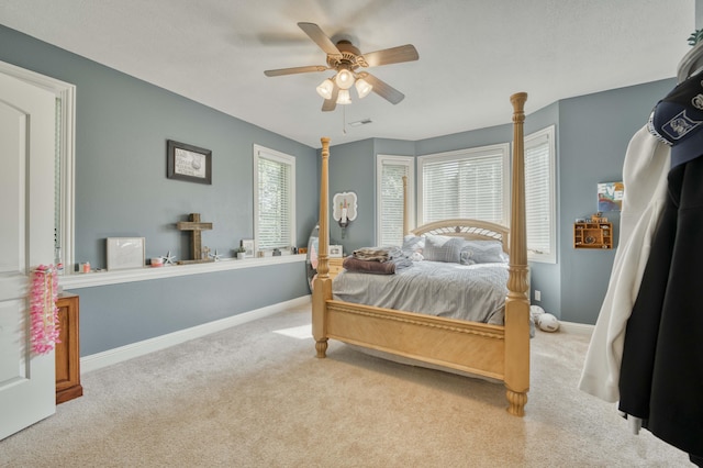 1865 N Hearthstone Ln, Strafford, MO 65757 - bedroom featuring carpet, baseboards, and ceiling fan