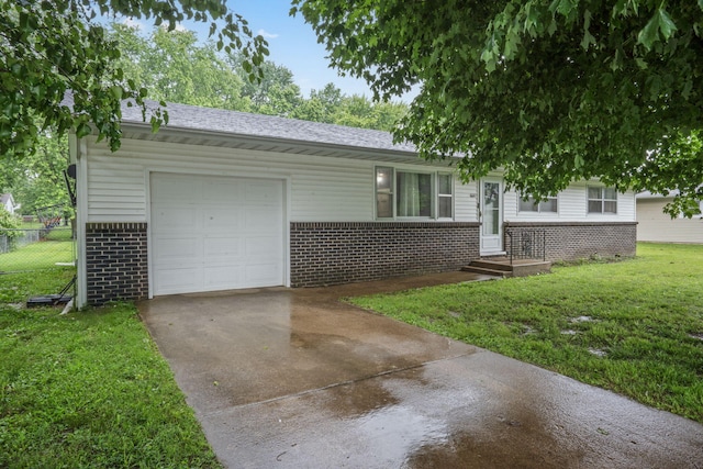 668 W Springfield St, Aurora, MO 65605 - view of front of property featuring brick siding, a garage, concrete driveway, and a shingled roof