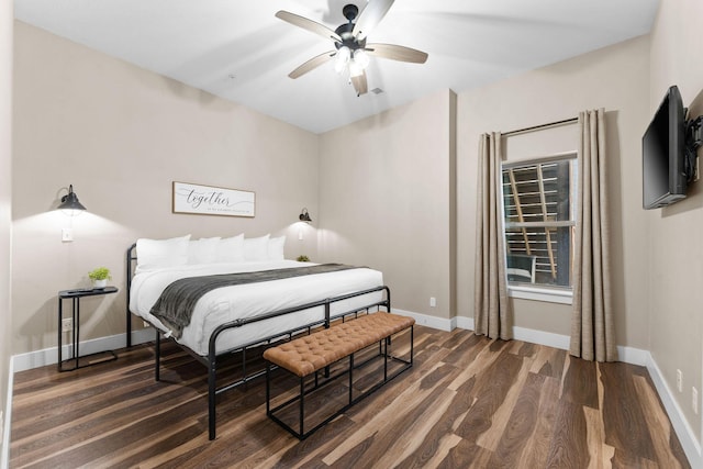440 Lake Front Dr, Branson, MO 65616 - bedroom with wood finished floors, baseboards, and a ceiling fan