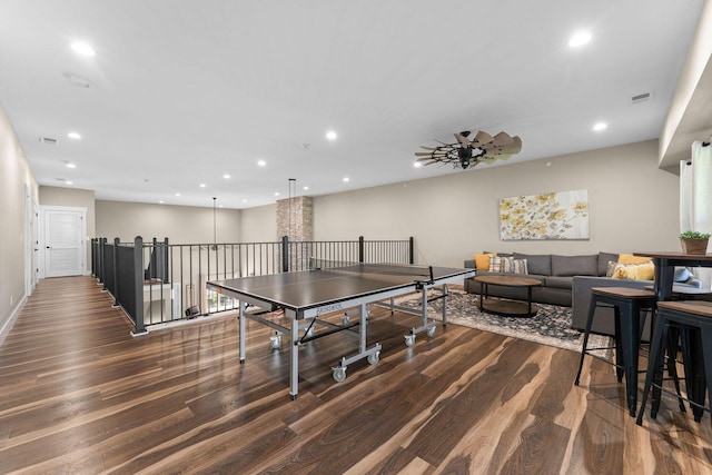 440 Lake Front Dr, Branson, MO 65616 - game room with dark wood-type flooring and recessed lighting