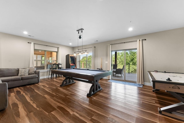 440 Lake Front Dr, Branson, MO 65616 - game room with pool table, wood finished floors, baseboards, and recessed lighting