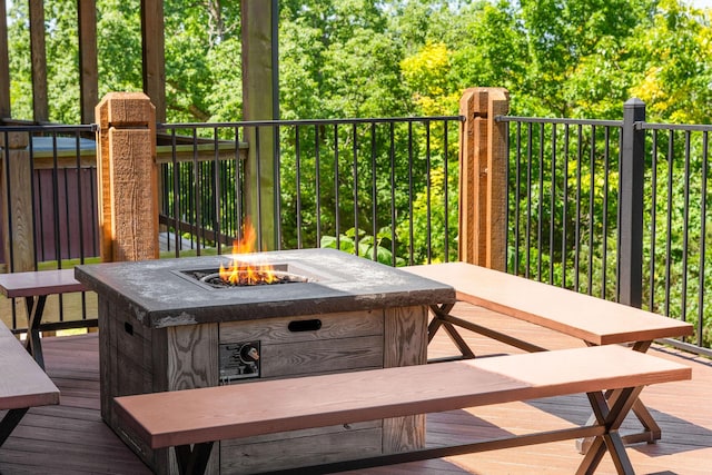 440 Lake Front Dr, Branson, MO 65616 - wooden terrace featuring a fire pit