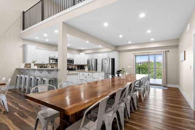440 Lake Front Dr, Branson, MO 65616 - dining area with dark wood finished floors, baseboards, and recessed lighting