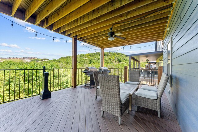 440 Lake Front Dr, Branson, MO 65616 - deck with ceiling fan and outdoor dining space