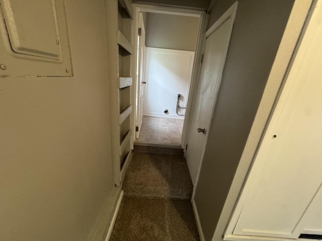 2152 E Cairo St, Springfield, MO 65802 - hall with electric panel, dark carpet, and baseboards