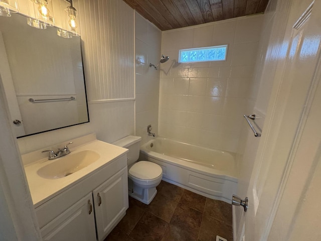 2152 E Cairo St, Springfield, MO 65802 - full bathroom with wood ceiling, toilet, vanity, and shower / bath combination