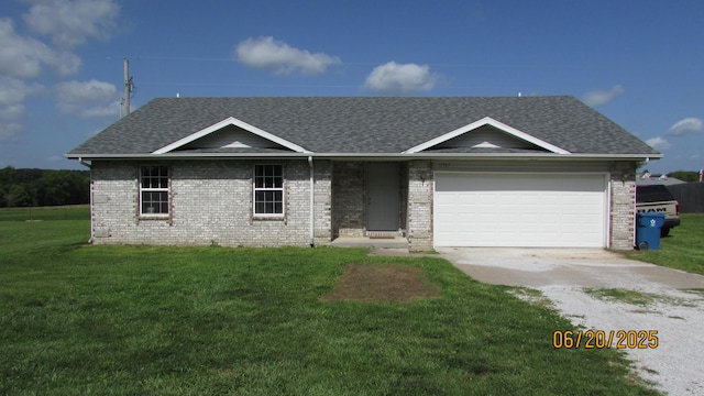 17785 Lawrence Unit 1232, Marionville, MO 65705 - view of front facade featuring concrete driveway, a shingled roof, a front yard, and a garage