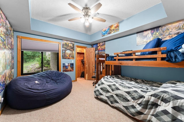 25158 Autumn View Dr, Shell Knob, MO 65747 - bedroom featuring carpet, a textured ceiling, and ceiling fan