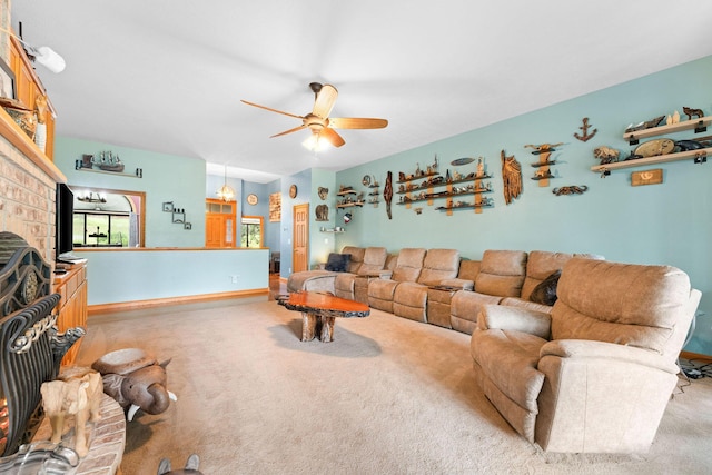 25158 Autumn View Dr, Shell Knob, MO 65747 - living room with carpet floors, a ceiling fan, and baseboards