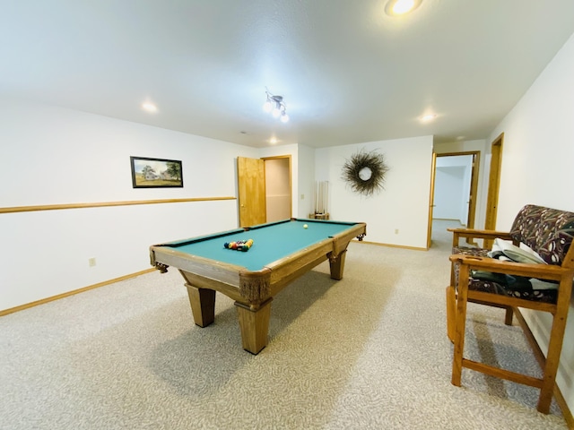 540 S Hickory Dr, Springfield, MO 65809 - recreation room with light carpet, baseboards, billiards, and recessed lighting