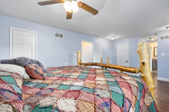 4159 N Farm Rd Unit 173, Springfield, MO 65803 - bedroom featuring wood-type flooring, baseboards, and ceiling fan