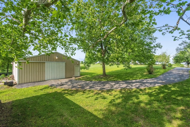 4159 N Farm Rd Unit 173, Springfield, MO 65803 - view of grassy yard featuring a detached garage, an outdoor structure, and an outbuilding
