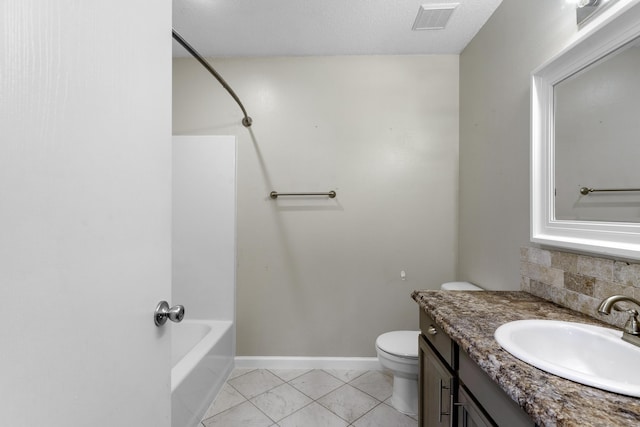 2236 E Logan St, Republic, MO 65738 - full bath with toilet, vanity, shower / washtub combination, tile patterned flooring, and decorative backsplash
