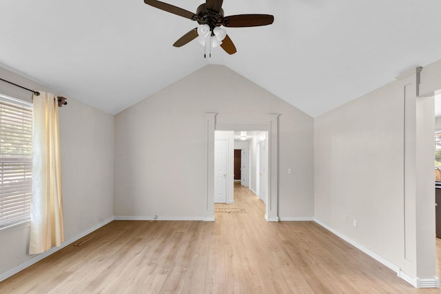 4501 N 16th St, Ozark, MO 65721 - unfurnished room with a ceiling fan, light wood-style floors, and lofted ceiling