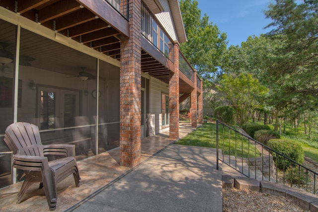 117 Hidden Shores Dr, Branson West, MO 65737 - view of patio featuring ceiling fan and stairs