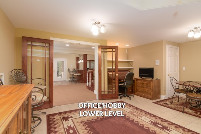 117 Hidden Shores Dr, Branson West, MO 65737 - office space featuring light tile patterned floors, baseboards, and recessed lighting