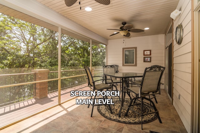 117 Hidden Shores Dr, Branson West, MO 65737 - sunroom with ceiling fan, outdoor dining area, and healthy amount of natural light