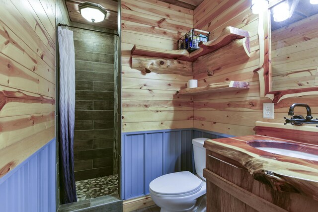 145 Allison Bnd, Lampe, MO 65681 - full bath featuring wooden walls, a shower stall, toilet, and vanity