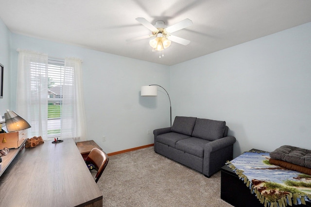 920 Bradford Ct, Marshfield, MO 65706 - bedroom featuring light carpet, ceiling fan, and baseboards