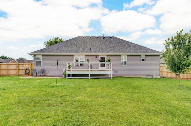 920 Bradford Ct, Marshfield, MO 65706 - back of property featuring a shingled roof, a deck, and a patio area