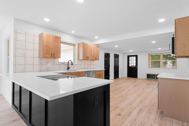26237 Twin Rivers Dr, Shell Knob, MO 65747 - kitchen featuring stainless steel appliances, recessed lighting, light wood-type flooring, light countertops, and a sink
