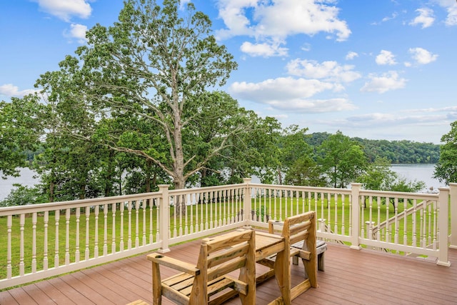 26237 Twin Rivers Dr, Shell Knob, MO 65747 - deck with a lawn and a water view