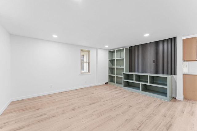 26237 Twin Rivers Dr, Shell Knob, MO 65747 - unfurnished living room with light wood-style floors, baseboards, and recessed lighting