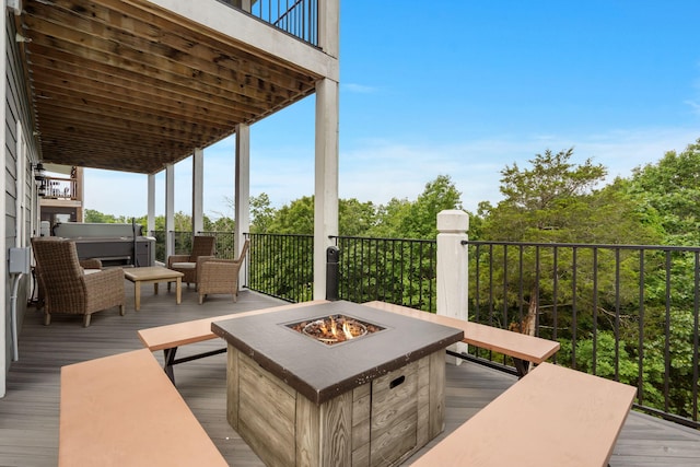 400 Lake Front Dr, Branson, MO 65616 - wooden deck with a fire pit and a jacuzzi