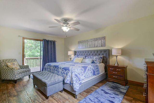 26094 State Highway 39, Shell Knob, MO 65747 - bedroom with access to exterior, wood finished floors, a ceiling fan, and baseboards