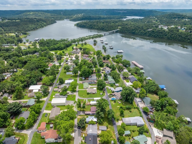 166 Seaman St, Cape Fair, MO 65624 - aerial perspective of suburban area with a nearby body of water and a heavily wooded area