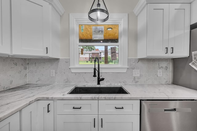 3002 Ginger Dr, West Plains, MO 65775 - kitchen featuring dishwasher, a sink, and white cabinetry