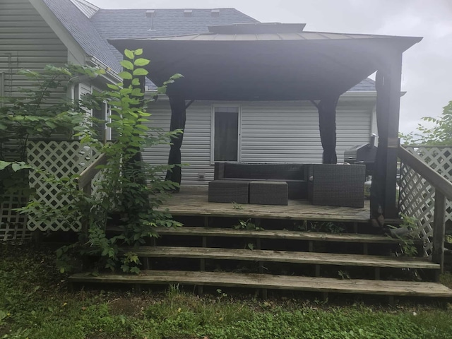 108 Prince St, Buffalo, MO 65622 - back of house with a wooden deck, roof with shingles, and outdoor lounge area