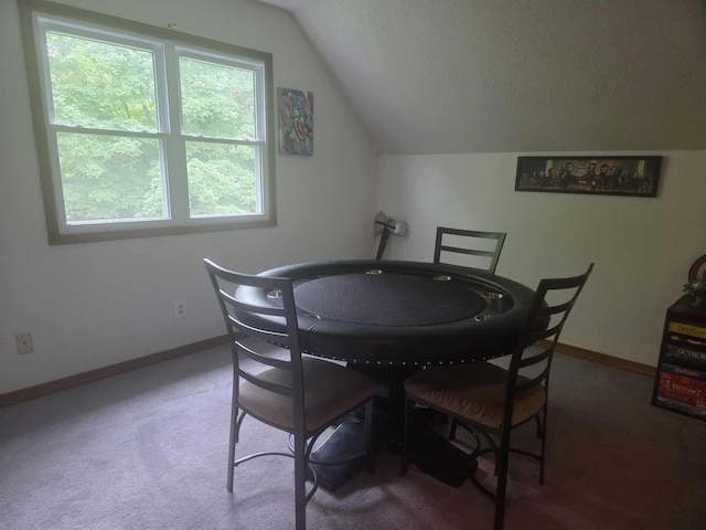 108 Prince St, Buffalo, MO 65622 - dining area with vaulted ceiling, baseboards, and carpet flooring