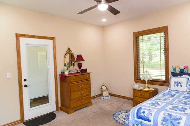 1762 Hickory Ridge Cir, Nixa, MO 65714 - bedroom with light colored carpet, baseboards, and ceiling fan