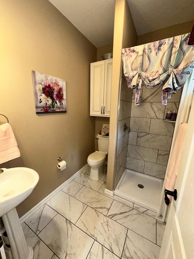 1762 Hickory Ridge Cir, Nixa, MO 65714 - full bath with marble finish floors, baseboards, a shower stall, and toilet