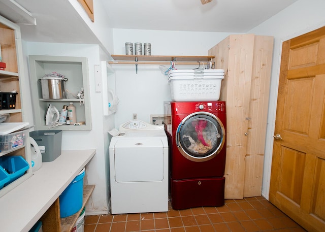 19429 E State Highway 14, Ava, MO 65608 - washroom with washing machine and clothes dryer and tile patterned flooring