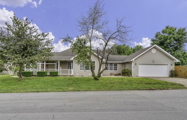 1605 S Meadowview Ave, Springfield, MO 65804 - ranch-style house featuring an attached garage, driveway, covered porch, and roof with shingles