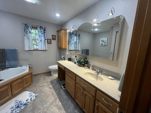 4120 S 119th Rd, Bolivar, MO 65613 - bathroom featuring toilet, vanity, a bath, and baseboards