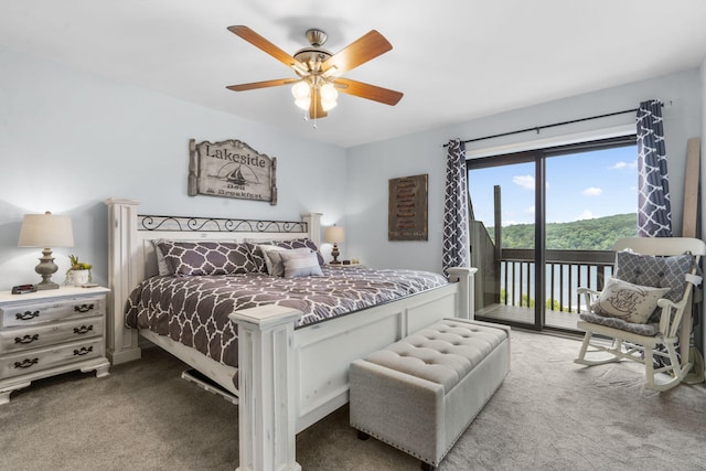 150 Sunken Forest Dr Unit 106, Forsyth, MO 65653 - carpeted bedroom featuring access to exterior and a ceiling fan